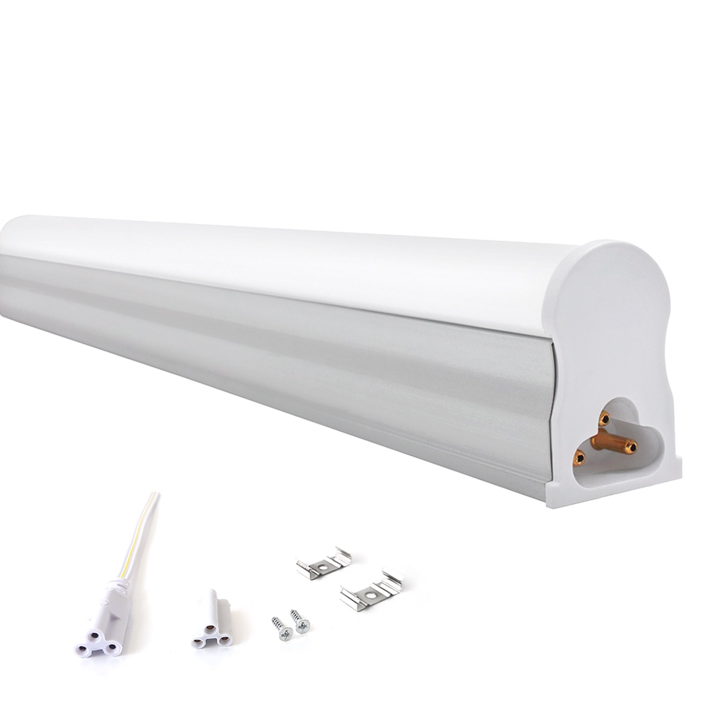Led Tubular T5 60cm 10w Com Calha Acoplada Completa Luz Branco Frio