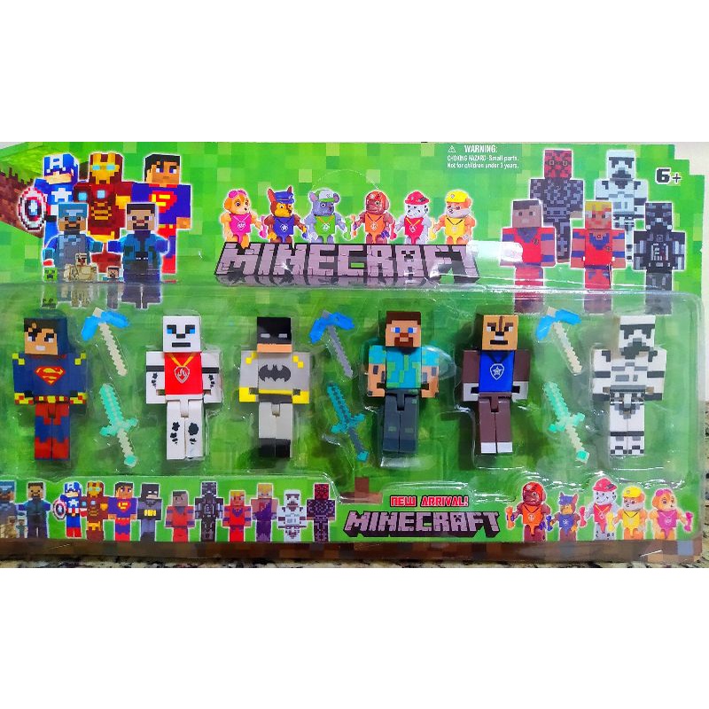 Minecraft cartela com 6 boneco lego