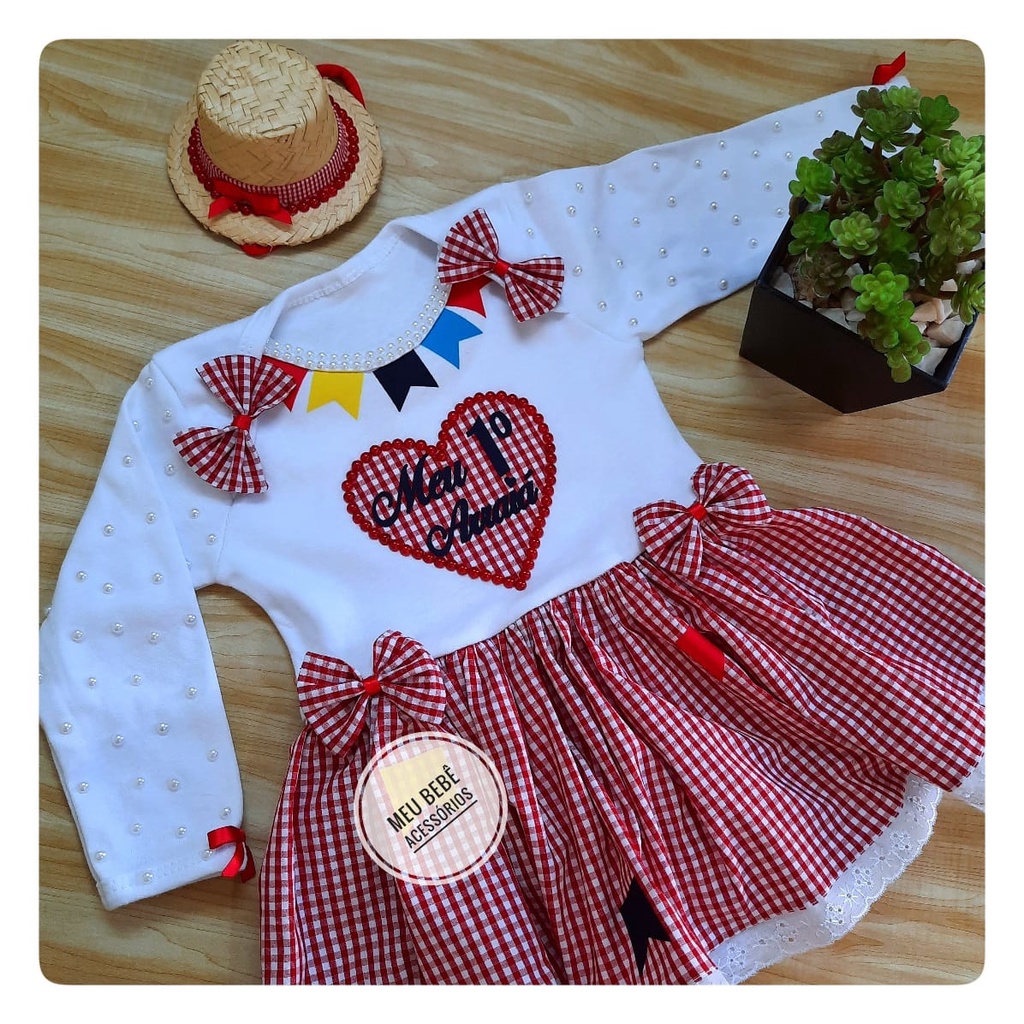 Roupa de Festa Junina Infantil Vestido de Festa Julina Bebe Body ...