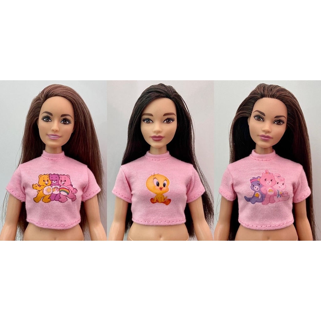 Roupa para Barbie - Cropped Barbie Curvy Rosa Personagens