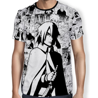 Camiseta Infantil com Estampa do Sasuke Acompanha Bandana - Tam 5 a 12 anos  Cinza