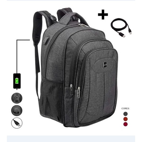 Mochila Masculina Escolar Para Notebook Com Entrada Usb