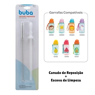 Canudo de Silicone Reposição para Garrafa Frutti e Animal Fun Buba com Escova