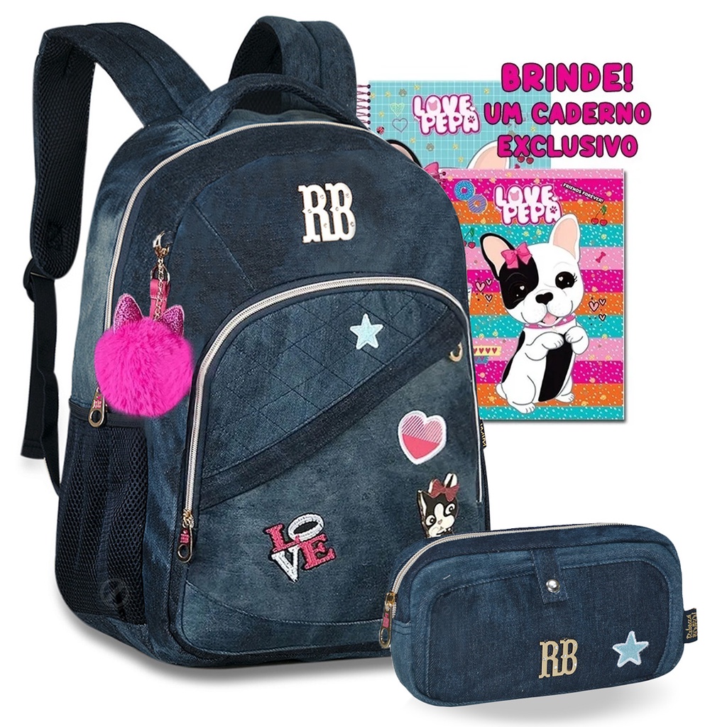 Mochila jeans deals feminina rb