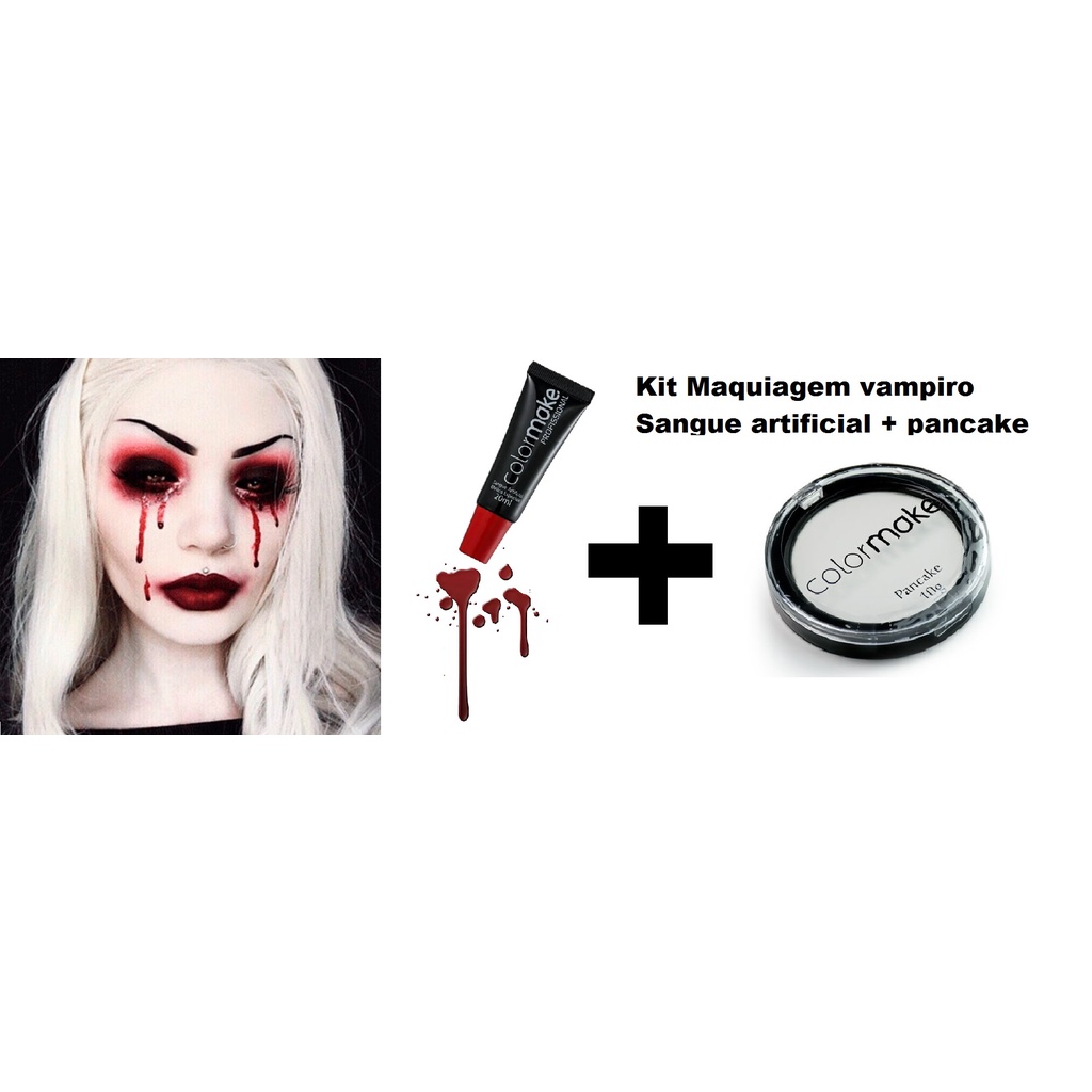 Kit Maquiagem Vampiro Drácula Sangue falso e pancake Branco maquiagem  halloween envio rápido