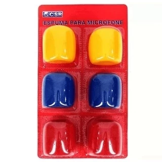KIT ESPUMA PARA MICROFONE 6 UNIDADES 3 CORES