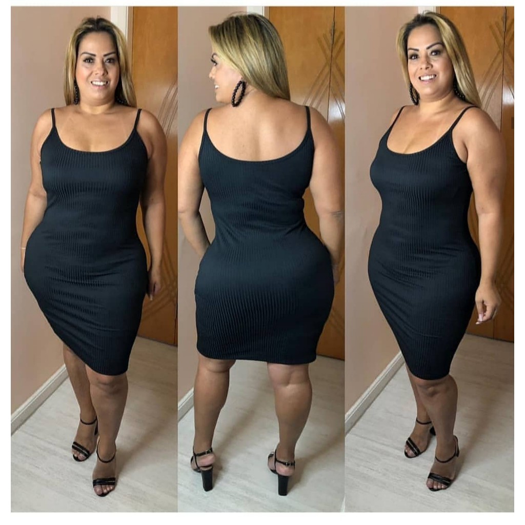 Vestido midi best sale canelado plus size