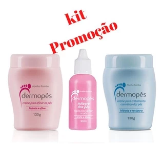 Kit Promoção 3 Dermopés Abelha Rainha - Cremes p/ os pés Hidrata e Afina + Hidrata e Restaura 130g + Milagre dos pés loção para afinar os pés 30mll