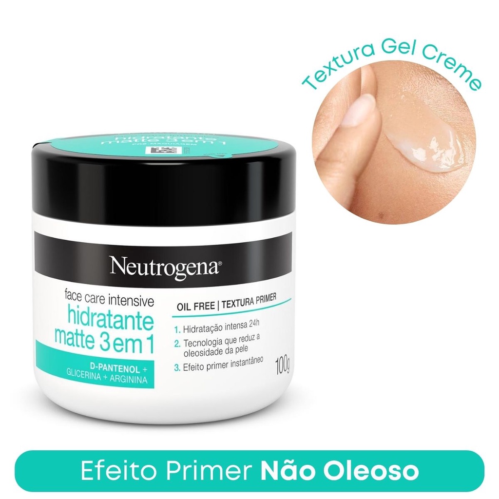 Creme Facial Hidratante Face Care Intensive Matte 3 Em 1 Neutrogena ...