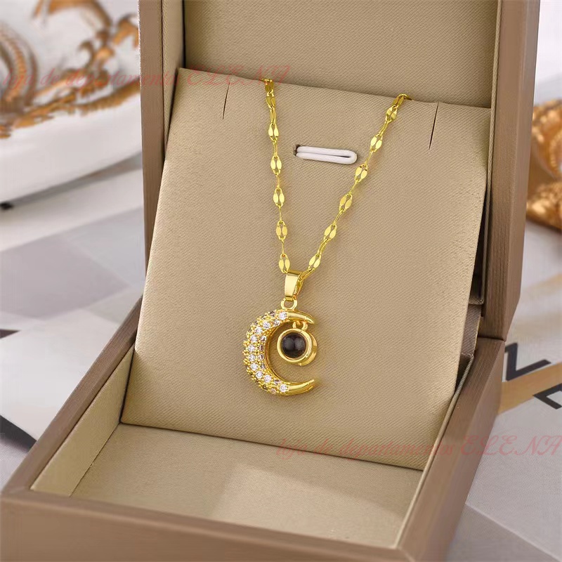 Colar feminino de projeção da Lua "eu Te amo" em 100 idiomas presente De Aniversário para Casais