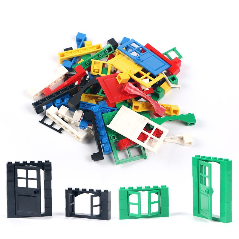 102pcs Porta Janela Tijolo Em Massa Casa Diy Blocos De Construção Compatilbe Com Lego Bricks Brinquedos Cidade Arqui @ @ Teto Para Crianças Educacional