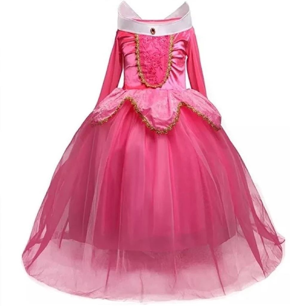 FANTASIA PRINCESA BELA ADORMECIDA VESTIDO AURORA ROSA LUXO