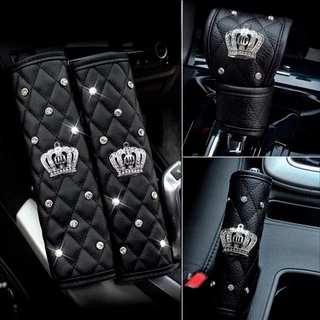 Universal Capa De Proteção Do Cinto De Segurança Carro Coroa Cobertura Freio De Mão Manga Automóvel Interior Decoração