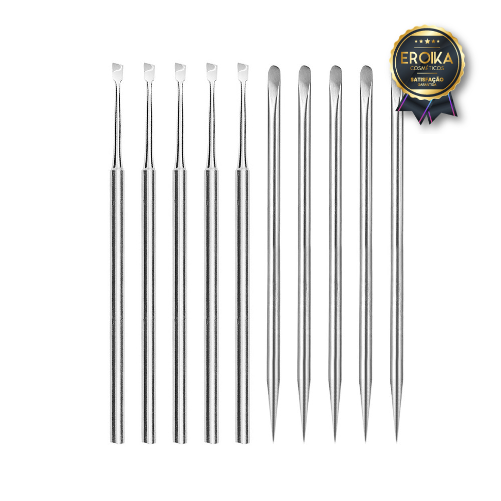 Kit Cutelaria Manicure Profissional 5 Raspador + 5 Palito Chanfrado ...