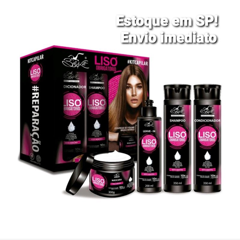 Kit Capilar Liso Obrigatorio - Belkit Sh+co+masc+leavein
