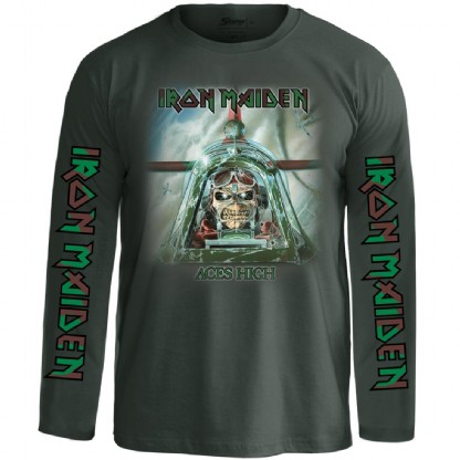 Camiseta Manga Longa Iron Maiden Aces High OFICIAL