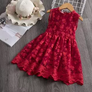 Wfrv Vestido Baby Girls Summer Birthday Party Dress Christmas Red tutu