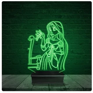 Luminária Abajur Acrílico Led - Rapunzel Disney