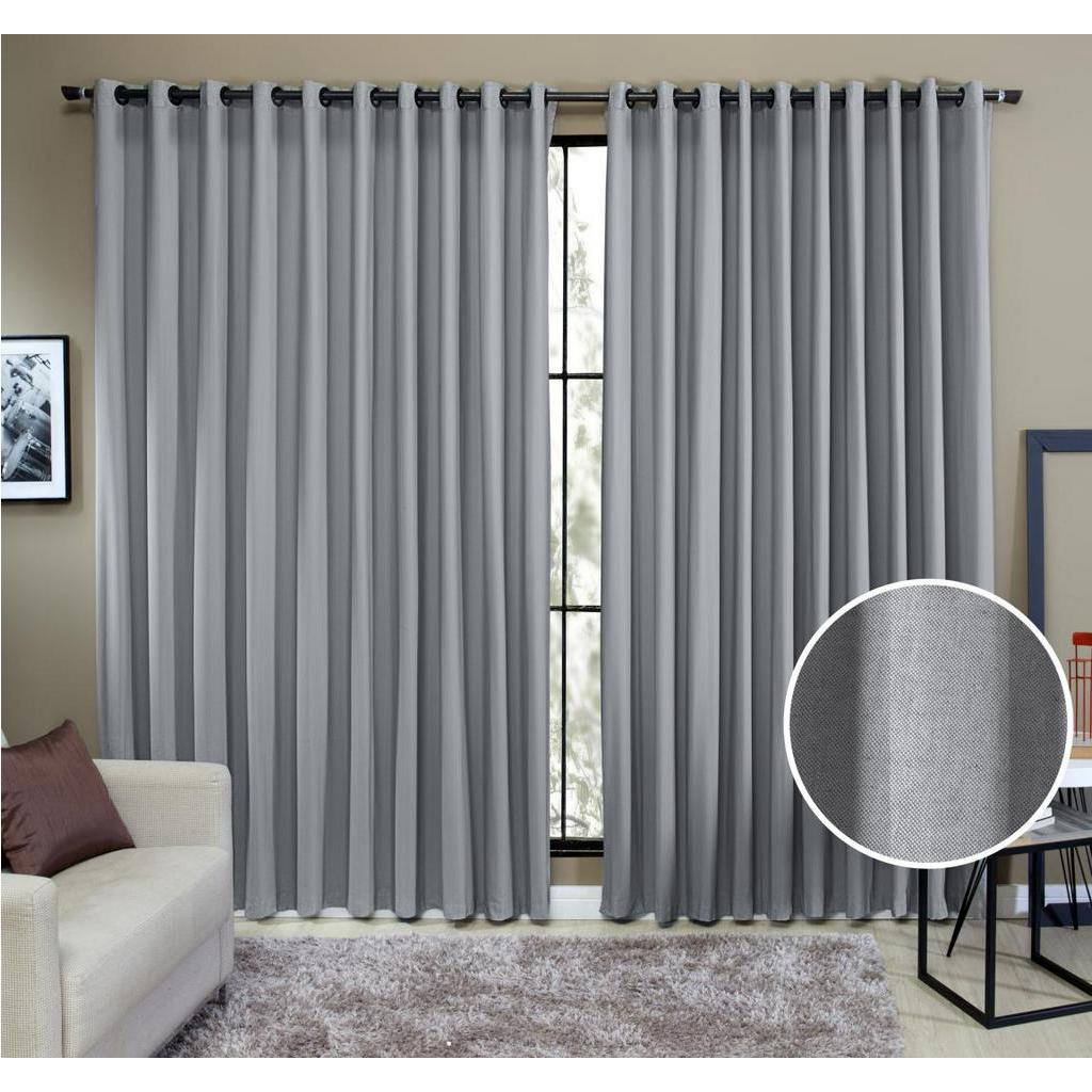 Cortina Tecido Rustico 2,00M x 2,30M Semi Blackout Cinza