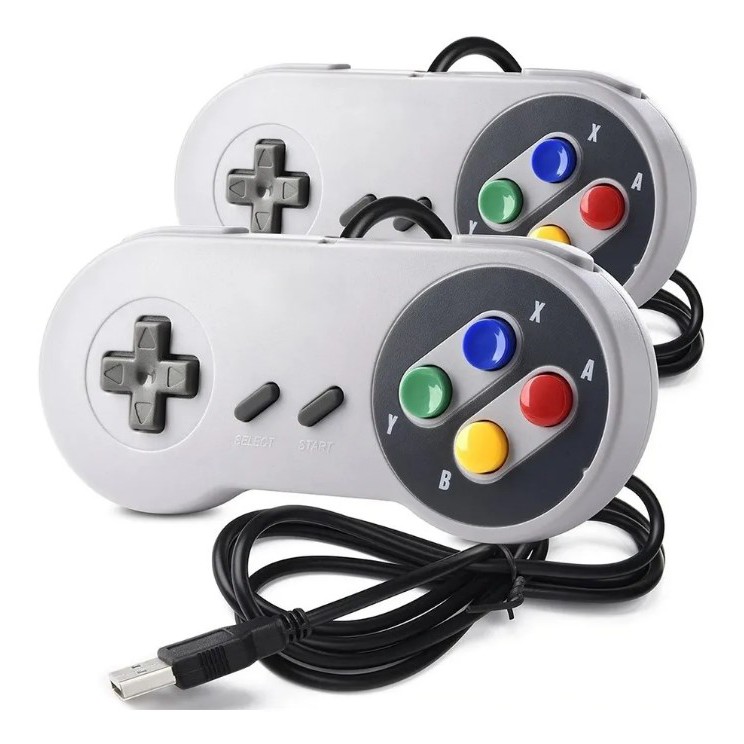 Kit 2 Controle Super Nintendo Snes Joystick Usb Emulador Pc | Shopee Brasil