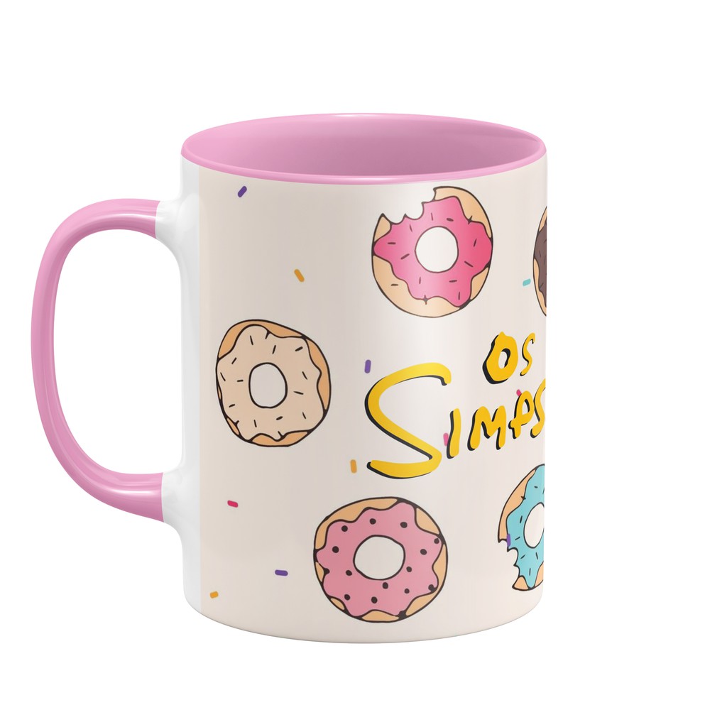 Caneca de Cerâmica Personalizada Tema Os Simpsons Rosquinhas