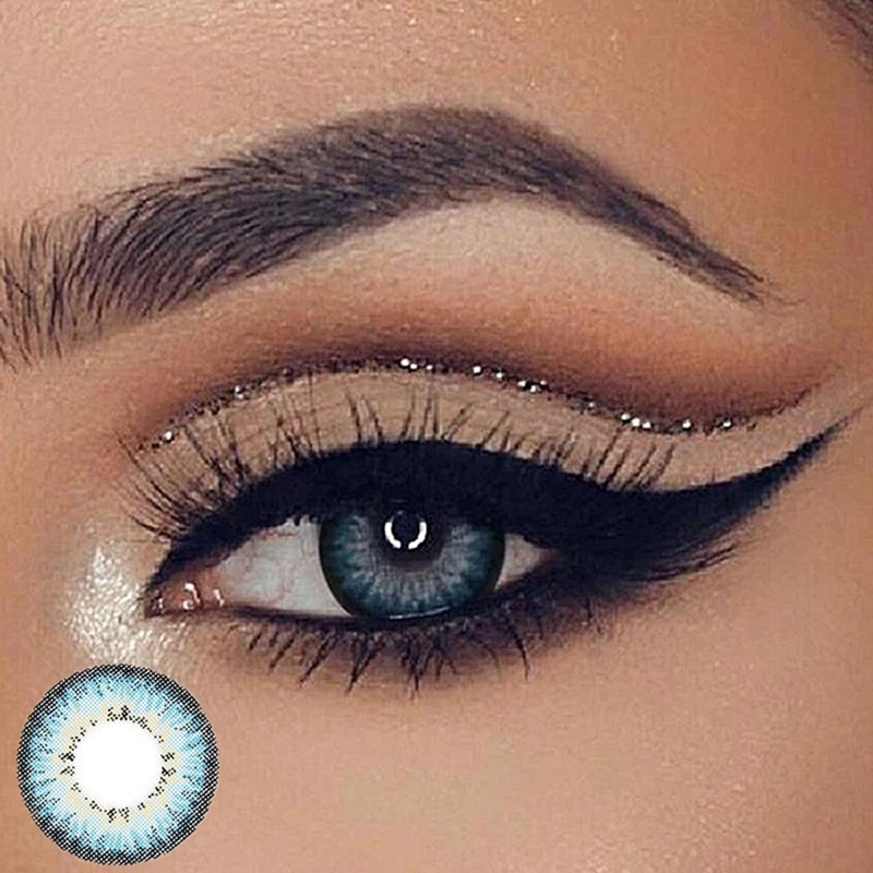 1 Par De Lentes De Contato Coloridas Naturais Angel Blue Para Cosm Ticos Olhos