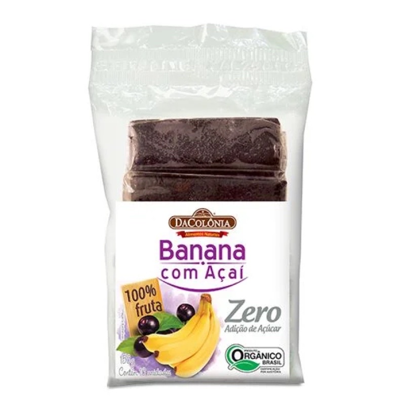 BARRINHA DE BANANA COM AÇAÍ ZERO AÇÚCAR- 150G Dacolonia