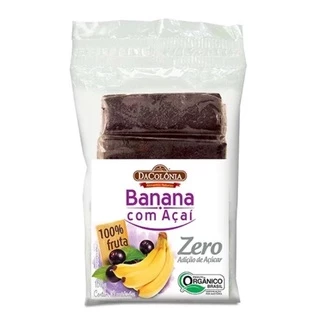 BARRINHA DE BANANA COM AÇAÍ ZERO AÇÚCAR- 150G Dacolonia