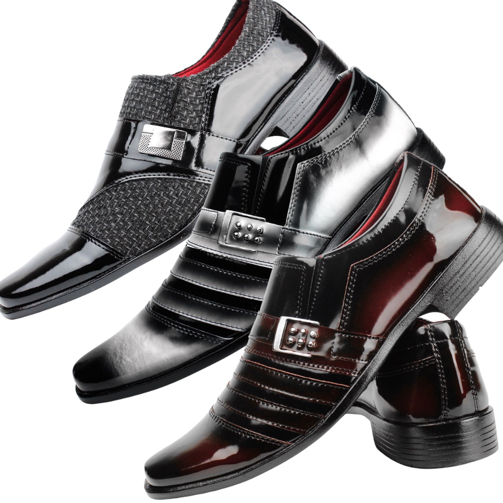 Kit 3 Pares Sapato Social Masculino Super Confort vel Promo o