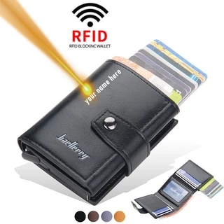 Porta-Cartões De Crédito RFID Antitheft Smart Carteira Fechadura Fina Mini De Couro