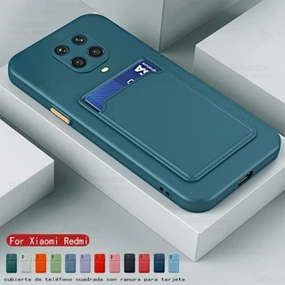 Card Holder Slot Wallet Case For Xiaomi Redmi Note 9s 8 9 pro 10x 4G Note 2021 Cover Sleeve Pouch Silicone TPU Fundas