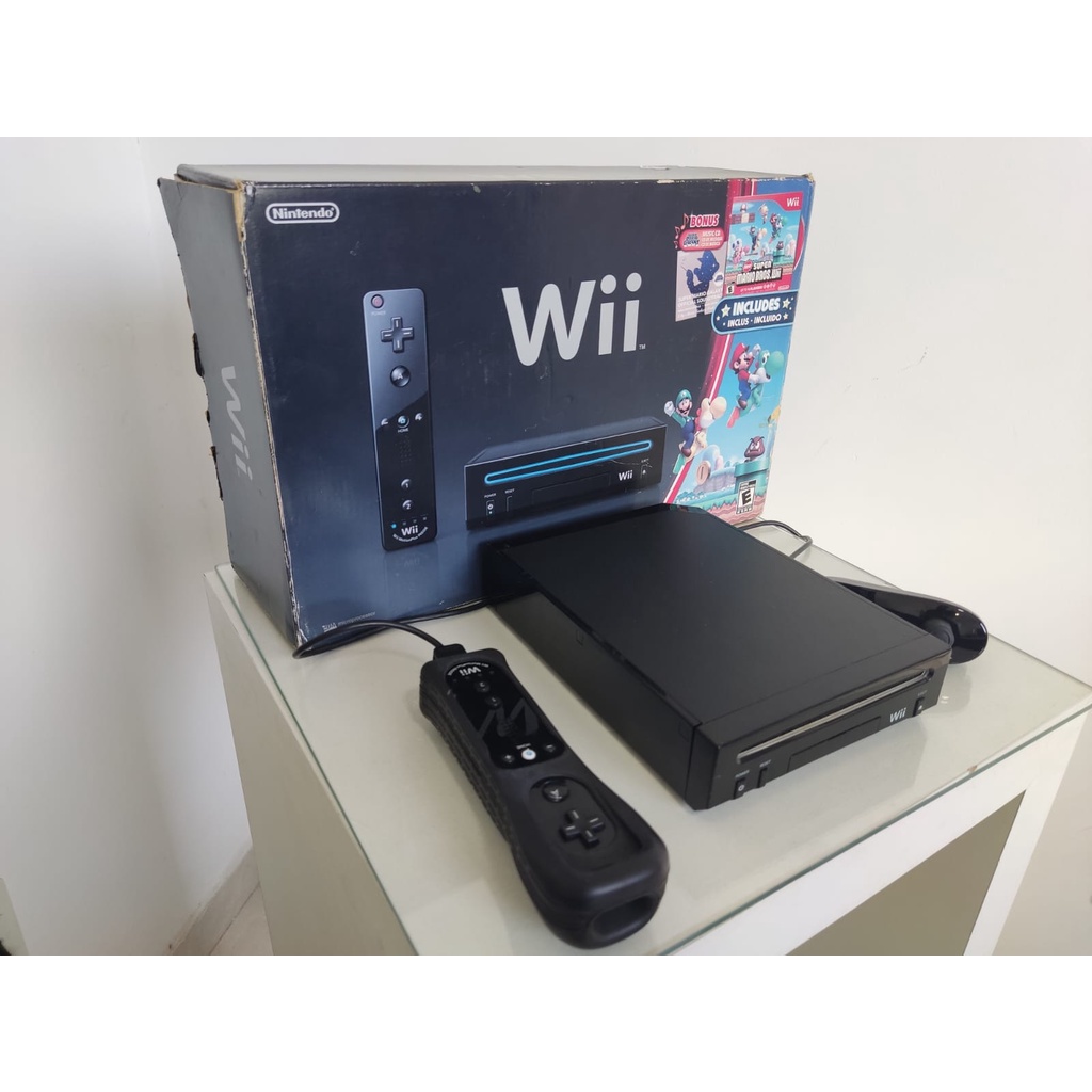 Nintendo Wii Preto Destravado com Usb Loader Wii Black Bundle Super Mario Shopee Brasil