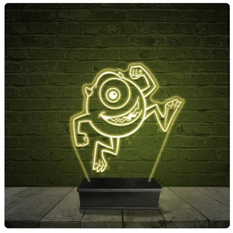 Led Luminária Acrílico Abajur - monstros sa mike wazowski
