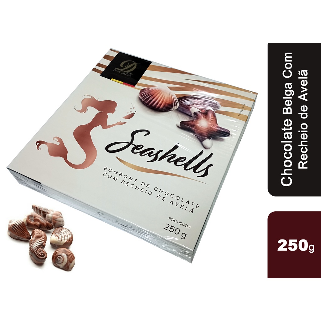 Bombons Chocolate Belga com Avelãs Seashells Donckels 250g