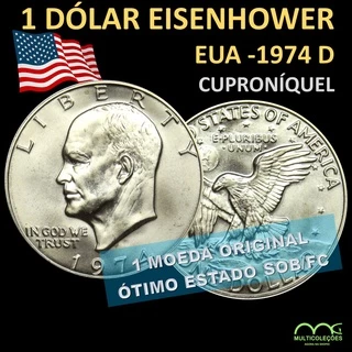 Moeda Estados Unidos da América 1 dólar, 1974. Eisenhower. Sob/FC.