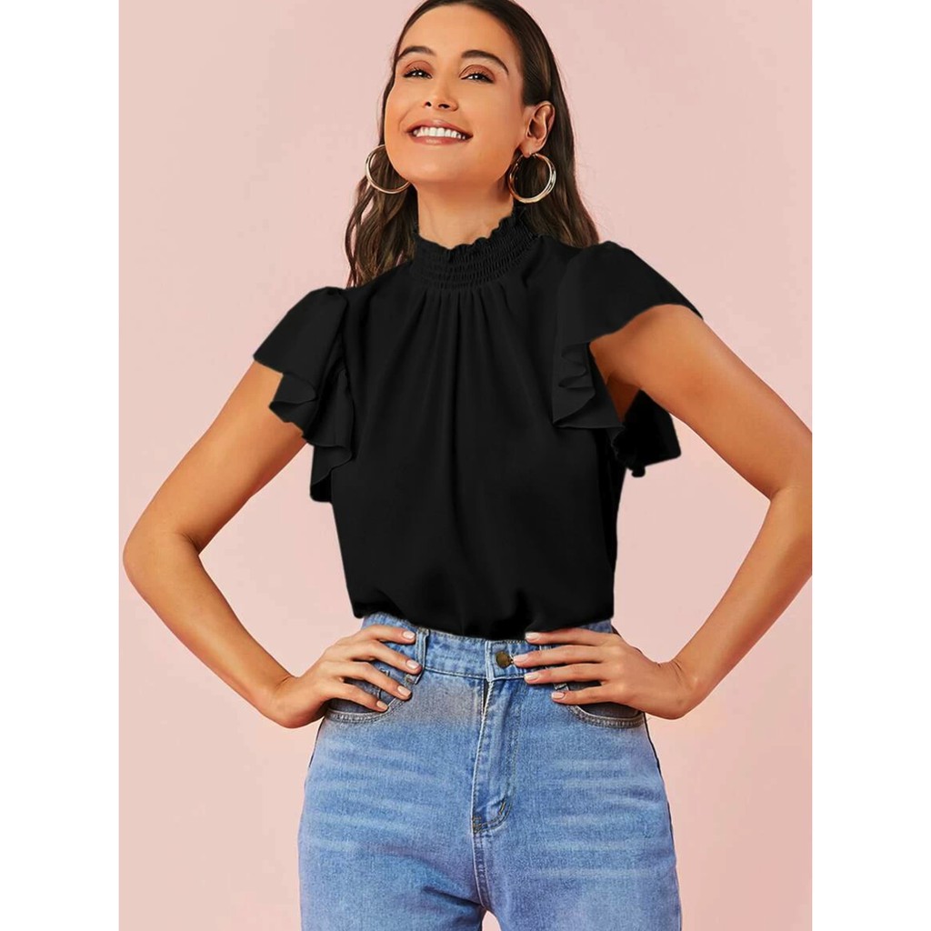 Blusa Gola Alta Preta com Brilho Plus Size Shein, Blusa Feminina Shein  Nunca Usado 80840062