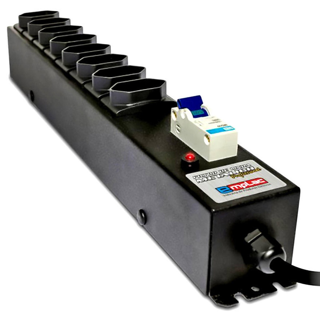 Filtro De Linha 20a Regua Elétrica 8 Tomadas Disjuntor Metal