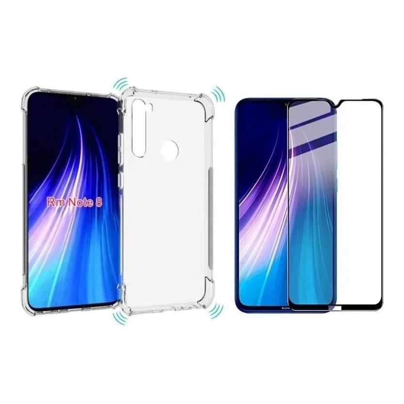 Capa Case Capinha Anti Shock Xiaomi Redmi Note 8 + Pelicula De Vidro 3d