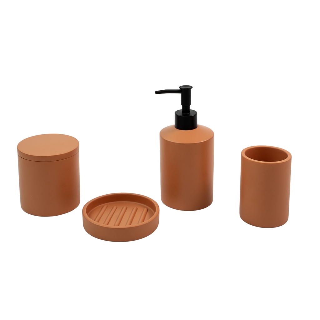 Kit banheiro saboneteira e porta objetos 4 pçs - Oikos