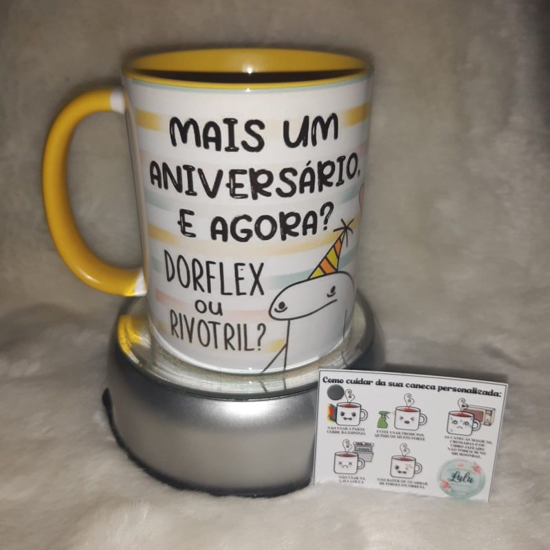 Caneca Flork Meme Aniversário Dorflex Ou Rivrotril