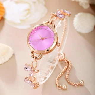 Um Relógio de Pulseira Retráctil para Senhoras Elegante e Elegante Relógio de Quartzo All-Match