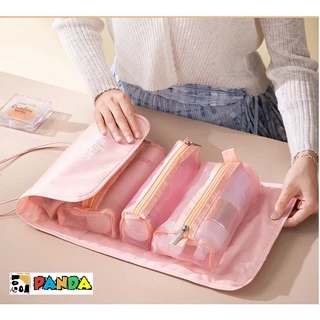 Bolsa Necessaire Estojo de Maquiagem Cosmético Viagem Compartimento Destacáveis Volumoso ( BLACK OITO )
