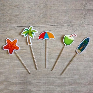 Toppers Topo Tags Plaquinhas para Doces Docinhos Tema Praia Verão