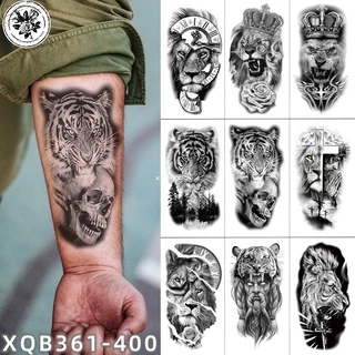 1pcs Adesivos Temporários De Tatuagem À Prova D'água , Leão , Tigre , Tatuagens De Animais Falsas Masculinas E Femininas