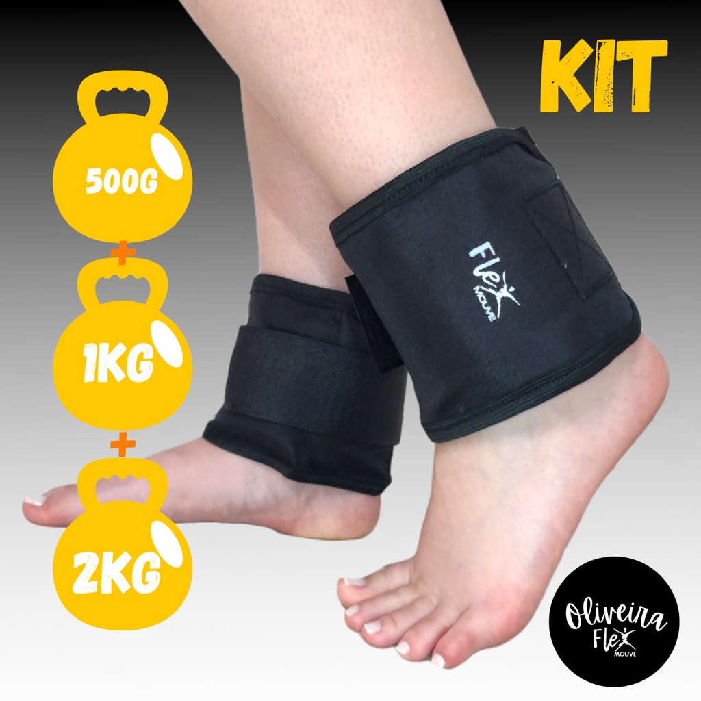 Kit Caneleira Peso Tornozeleira 500g +1kg + 2kg Exercício Musculação ...