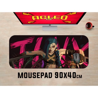 Mouse Pad Gamer Jinx LOL League Of Legends Arcane Extra Grande 90x40cm Borda Costurada