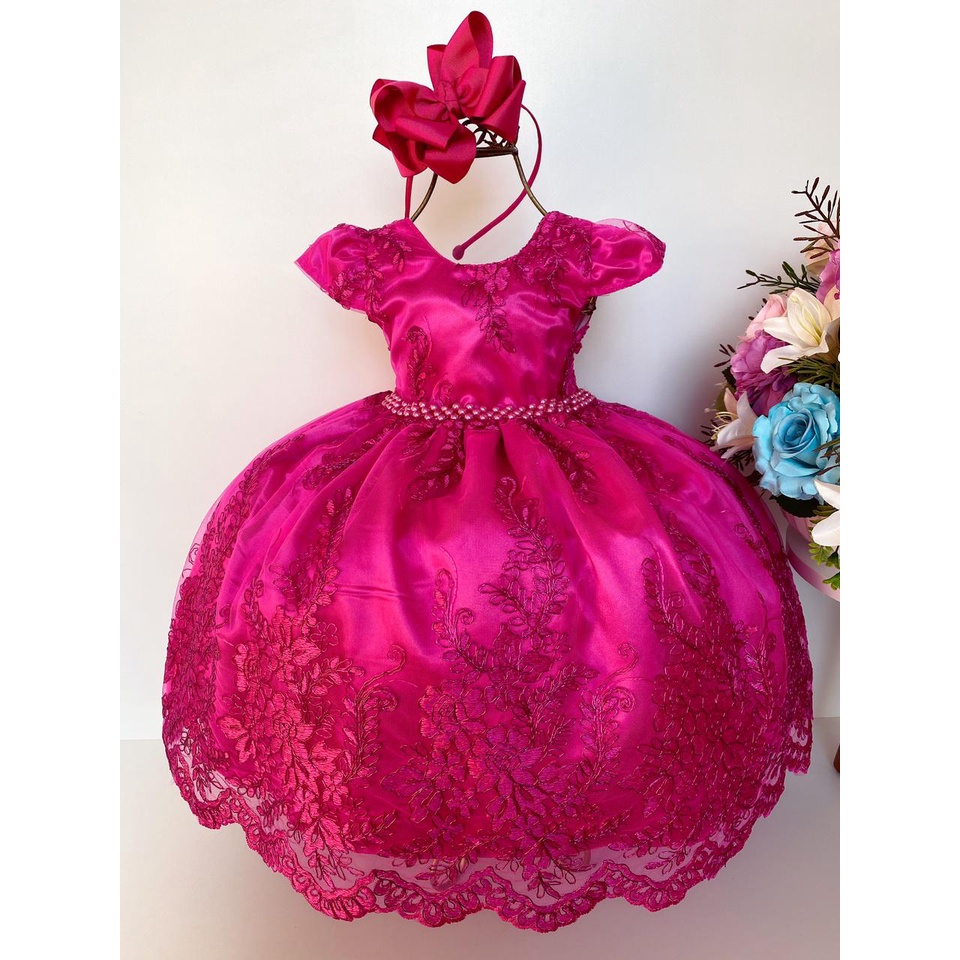 Vestido princesa rosa 1 ano