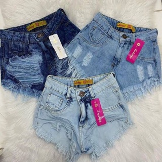 Kit 02 Shorts Cós Alto Veste Bem Jeans Femininos Até no Joelho