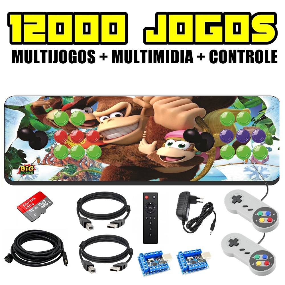 Fliperama Portatil 16MIL JOGOS + 2 Controles Sem Fio - Tartarugas