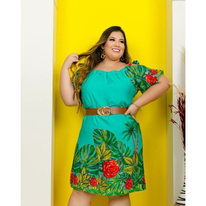 Vestido plus best sale size em viscose